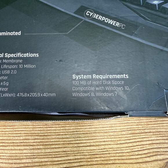 NIB Multimedia Gaming Key Board CyberpowerPc Quick Access Multimedia Keys - Picture 7 of 10